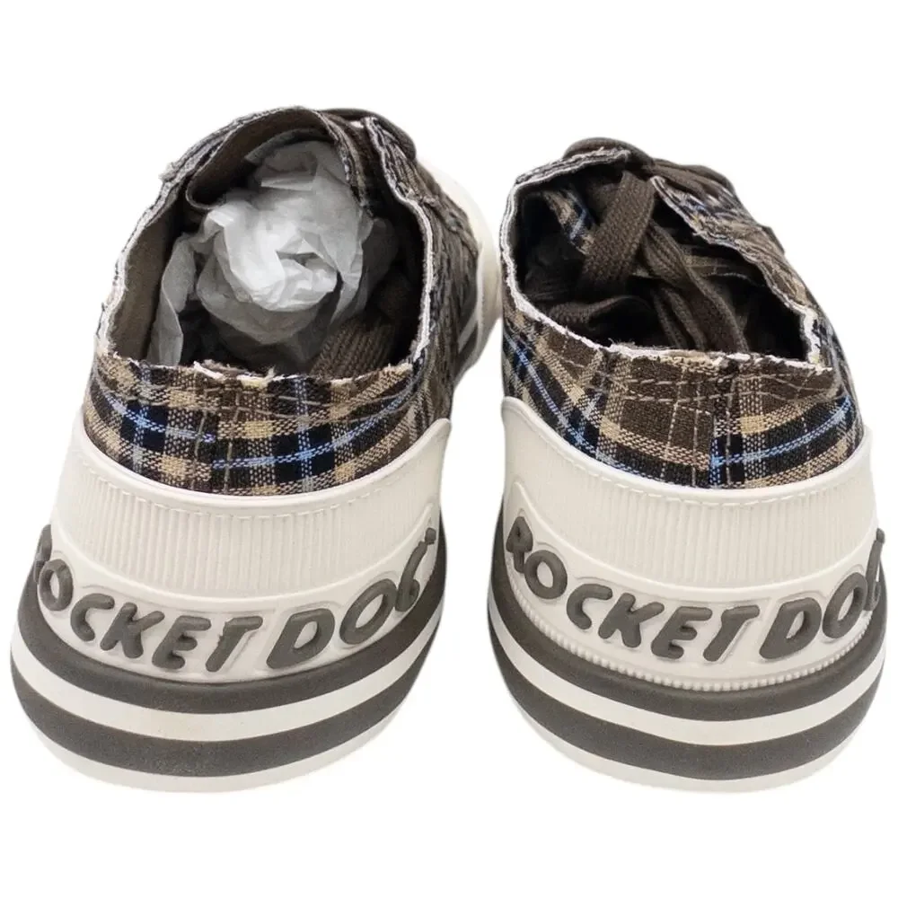 Rocket Dog Jazzin Fromberg Plaid Sneaker Women's size 6.5 Brown Tan